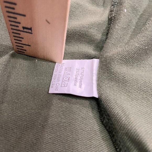 Olive Green Long Sleeve Knit Dress Empire Waist Puff Sleeve Small - Picture 5 of 10